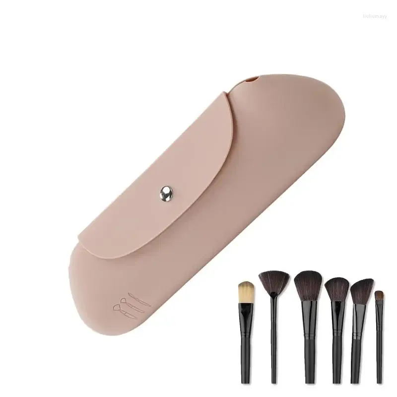 Boîtes de rangement Portable Silicone Cosmetic Brush Pouch Boîte de voyage Habit de travail de maquillage Organisateur de toilettes Sac à conteneurs