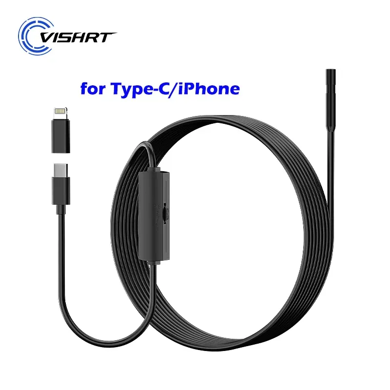 Cameras Direct Connect Endoscope Camera for iPhone/TypeC 1080P HD Waterproof Lens 8mm 2.0MP Inspection Car Sewer Borescope Camera 8mm