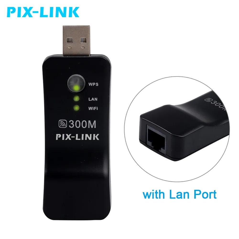 Routers PIXLINK 300Mpbs Wireless WiFi Router's Extender Network Adapter Universal HDTV RJ45 Repeater AP USB WPS for Smart TV