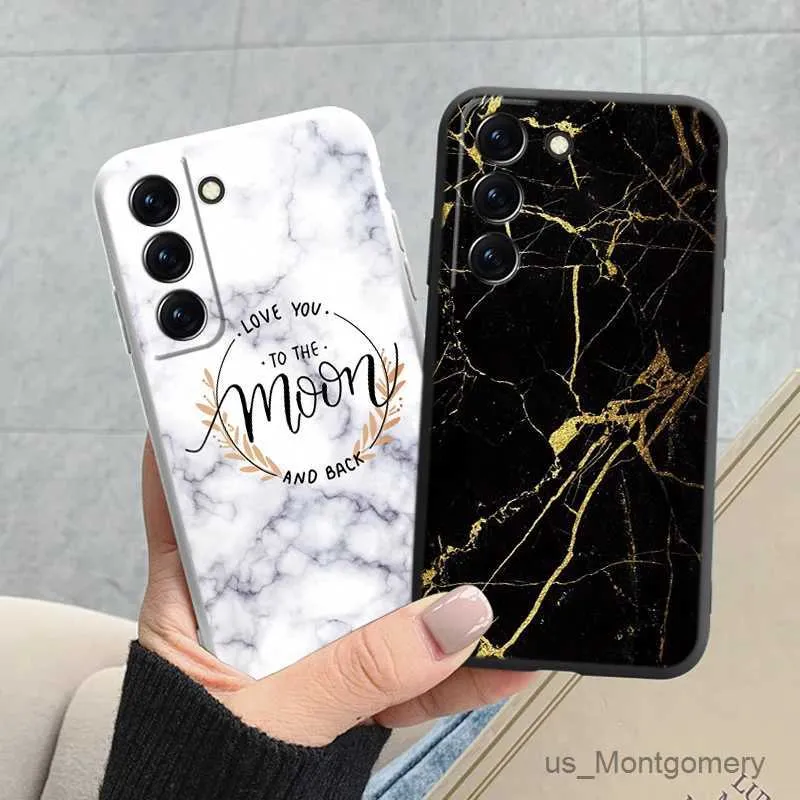 Case van mobiele telefoons Case voor Galaxy S22 Bags S 22 Plus Ultra Cover Protective Silicone Funda Marble Stone Texture Coque voor S22 Capa