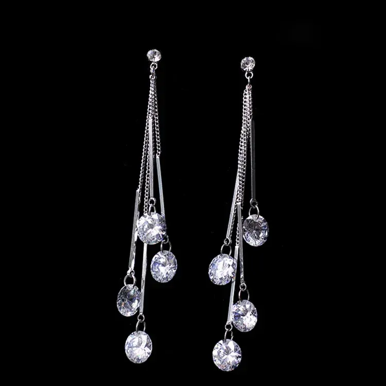 Earrings NEW 925 silver Jewelry Authentic teardrop shaped Tassel crystal from Swarovskis Ladies Fashion Earrings