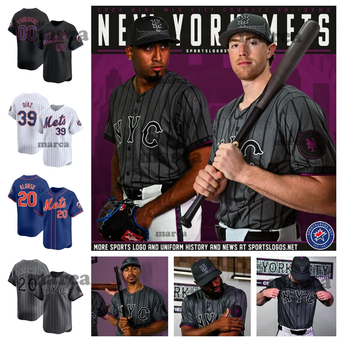 Mets 2024/25 City Connect Jersey Pete Alonso Brett Baty Daniel Vogelbach Brandon Nimmo Mark Vientos Jeff McNeil Francisco Lindor Francisco Alvarez Drew Drew