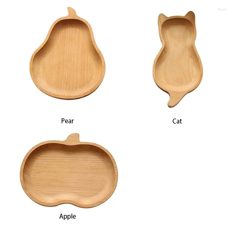 Pratos de desenho animado de madeira bandejas de bandejas infantis para crianças sobremesa de frutas de frutas de cozinha