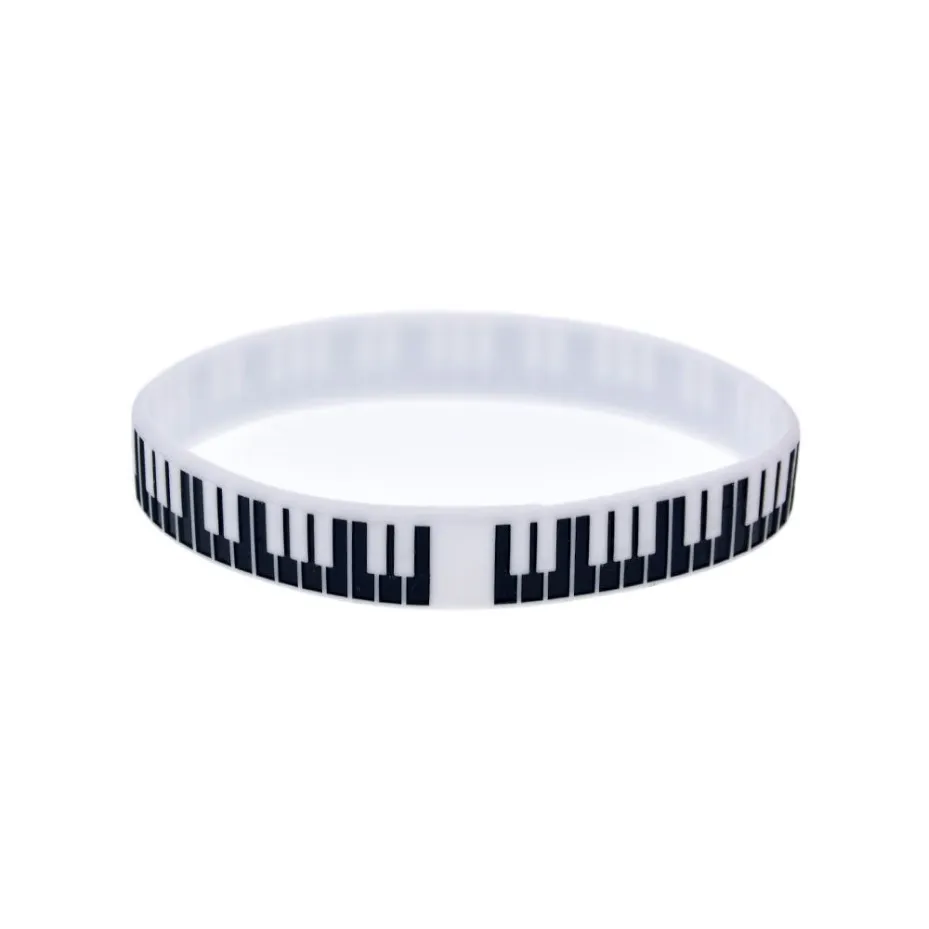 100pcs Bracelet en caoutchouc en silicone clé piano idéal à utiliser dans tous les avantages cadeaux pour les fans de musique 232Z