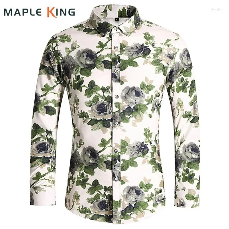 Herren lässige Hemden Blumendesigner für Männer Elegante Hombre 2024 Top -Qualität Elastizität Langarm Camisas Hemd 7xl