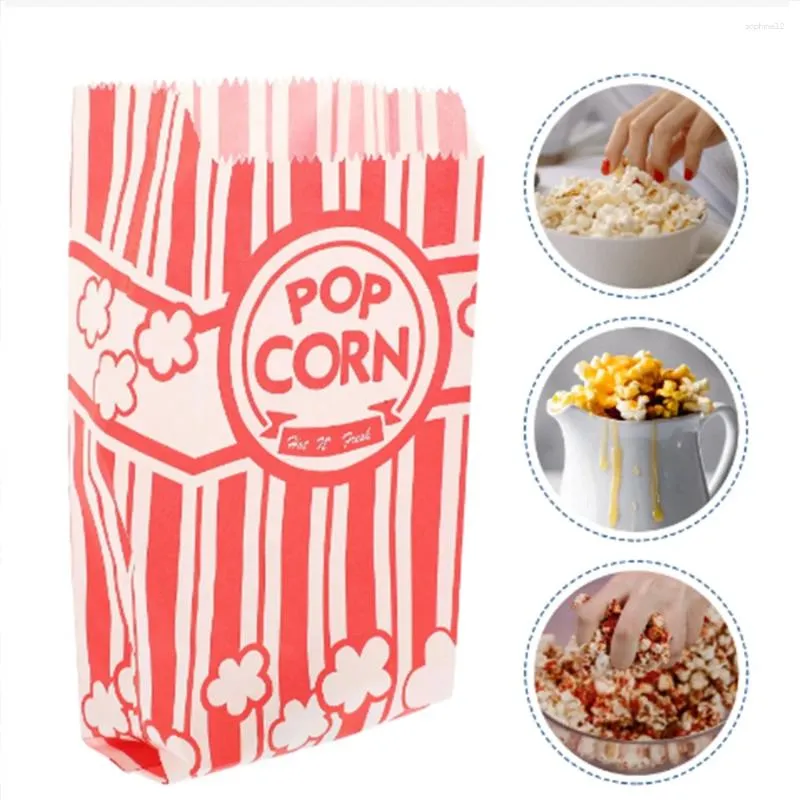 Enveloppe cadeau 100pcs Papin Popcorn Sacs Small Vintage Individues Perming Container Corn Bulk for Movie Nights Party Supplies