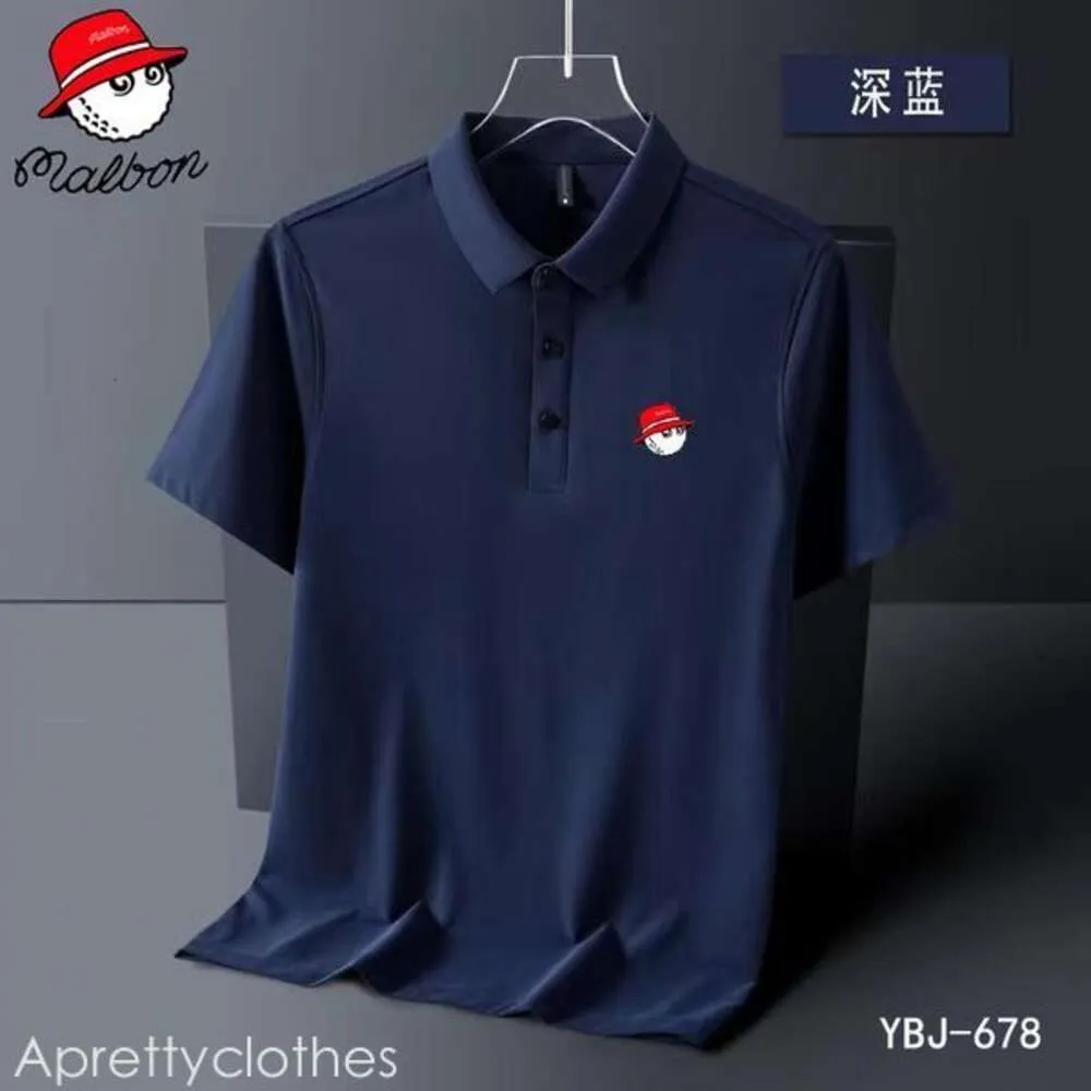 MALBON MENS POLOS IMPRESSION SUMBRE MALBON GOLF POLO Men de haute qualité Men de haute qualité Soucitre Business Séchage rapide Top 666