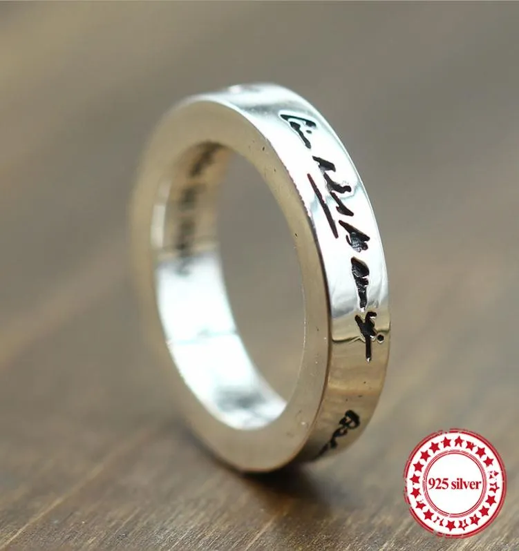 S925 Серебряное кольцо стерлингового кольца Персонализированные буквы классической пары модных модных стилей вокруг простых ретро -хипстерских ювелирных изделий5668893