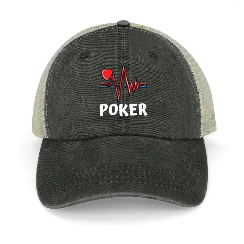 Berets Poker Ekg Lifeline Cowboy Hat Man Luxury Fishing Cap Femme Femme Men
