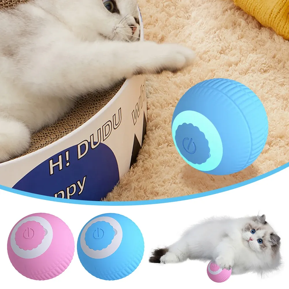 Giocattoli per gatti elettrici giocattoli USB USB Ricaricabile ricaricabile Abs Abs Abs Intelligent Rolling Toy Ball per Kitten Dog che gioca Accesso di giocattoli