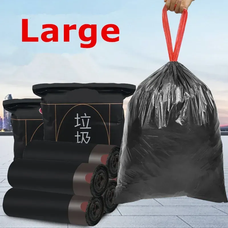 Väskor 20st Black Home Large Lawn Leaf Drawstring Trash Påsar stora mångsidiga skräpväskor för rengöring av lagring 25/30 gallon