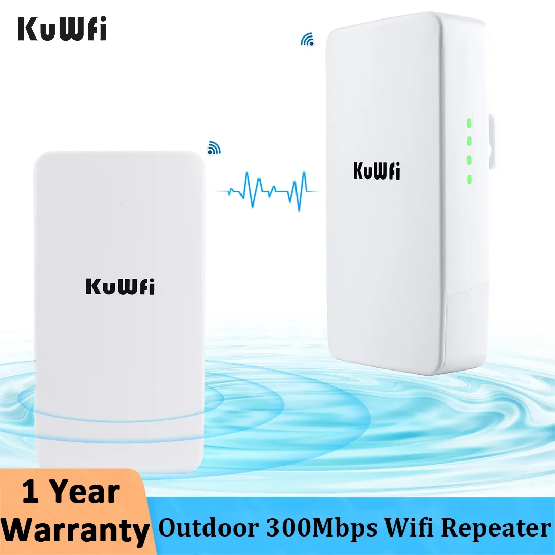 ルーターkuwfi 300mbps屋外wifiルーターリピーター2.4gワイヤレスブリッジwifi信号アンプは、wifi範囲ポイントを1kmポイントまで増加させます