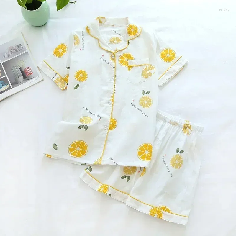 Women's Sleepwear Ladies Pajama Cartoon Homewear Pyjamas Sleeves S Cute Japanese Short Sets Cotton Simple Women