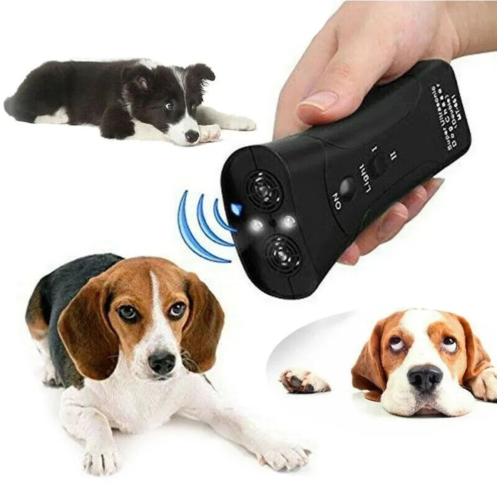 Repulsents Ultrasonic Dog Chaser Stop Aggressive Animal Attacks Attacks Repeller Stop Bark Dispositif avec LED Pleil Lampy Pet Training Training Outils