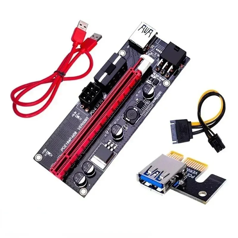 2024 VER009S PCI-E RISER SCHEDA DUPPIO Adattatore 6pin Scheda PCIE 1x a 16x Extender Card Cavo dati USB3.0 Miner Mining BTC 009s Express1.Cavo dati USB3.0