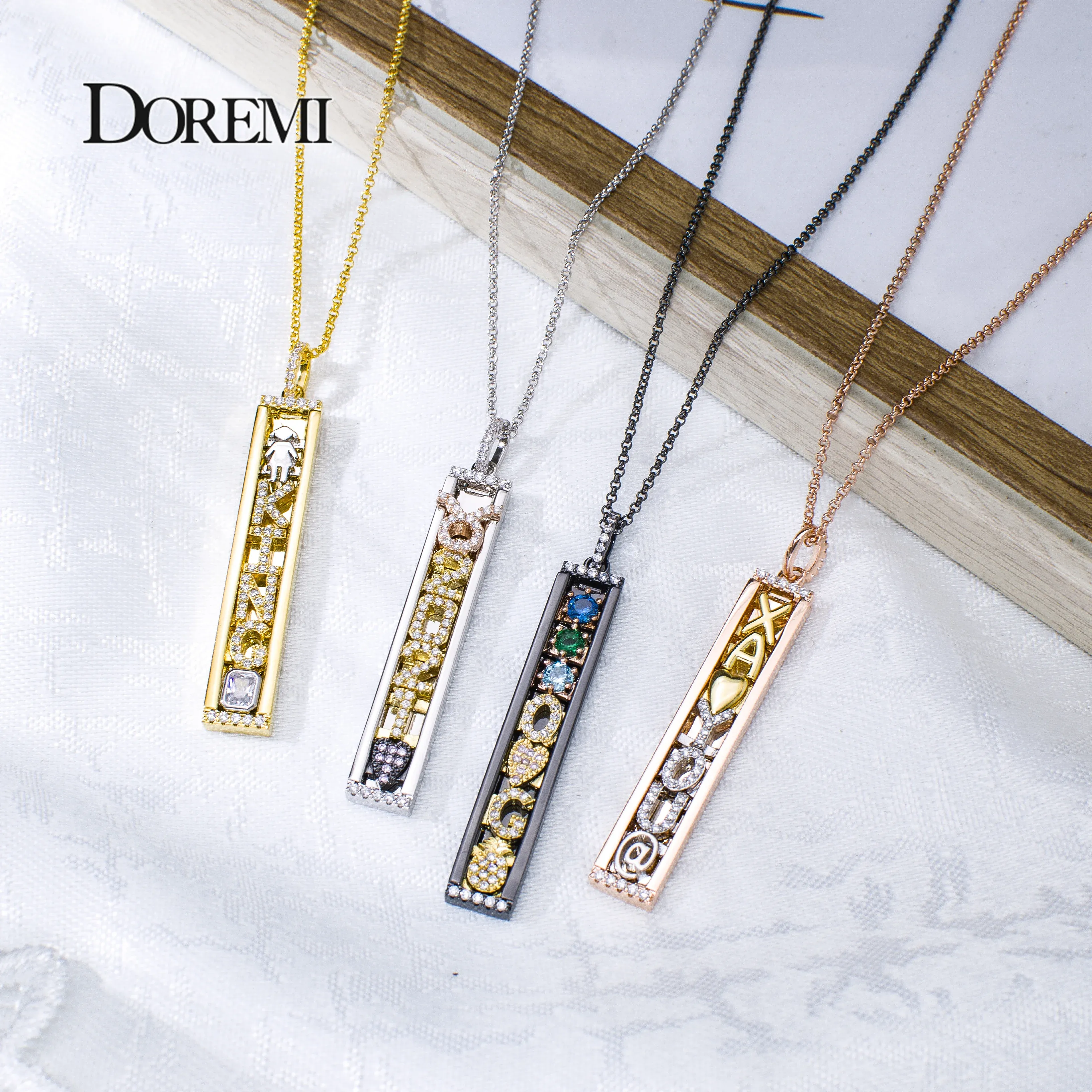 Necklaces DOREMI New Custom Letter Necklaces with Slide Charms Copper Personalized DIY Slider Pendant Necklace With Cute Names Women Gifts