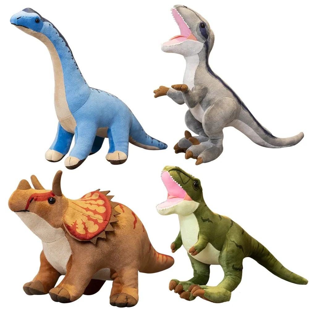 Cushions Cartoon несколько динозавров плюшевые игрушки Creative Boy's Toy Toriceratops Velociraptor Tyrannosaurus rex Plushie Doll подарок на день рождения