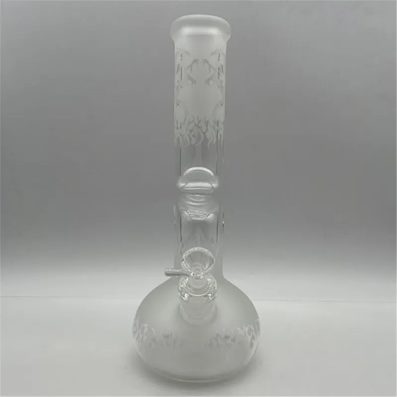 13.77 inch sandblasting Bend pipe Beaker Glass Bong 19mm Joint with Downstem and Bowl