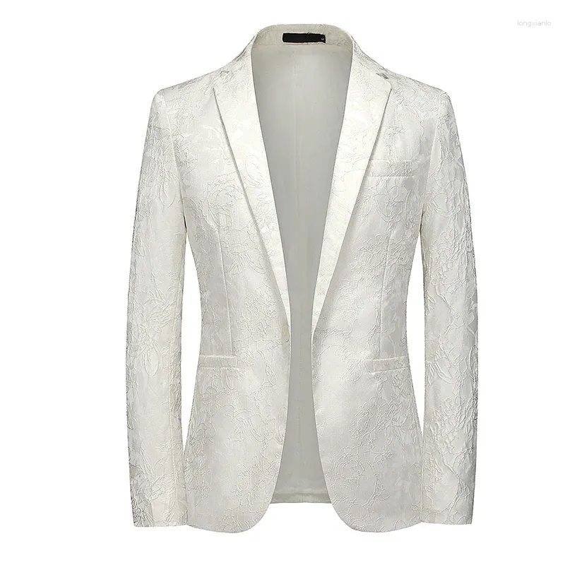 Herrar Slim Montering Evening Dress Suit Jacka Casual Solid Color Mönstrad Boll Host Fashion Single Breasted