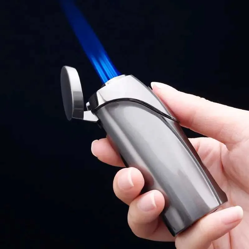 Lighters JOBON Rechargeable Gas Hybrid Lighter Personalized Dolphin Shape Three Straight Blue Flame Touch Cigar Lighter T240422