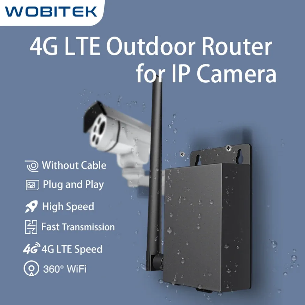 Router Wobitek Outdoor 4G LTE WiFI -Router mit SIM -Kartensteckplatz Waterdes drahtloser CPE RJ45 Portversorgungsleistung für IP -Kamera