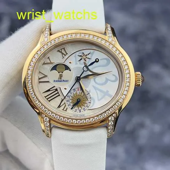 AP GRESTest Wrist Watch Millenniumシリーズ77315オリジナルダイヤモンド18Kローズゴールドマテリアルホワイトフリチラリアダイヤルダイナミックストレージムーンフェーズディスプレイ