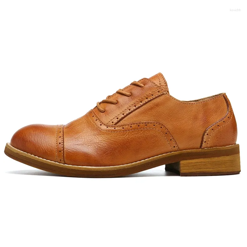 Dress Shoes British Derby Men Calf Leather Unisex Two-part Brogue Goodyear-welted Women Fomal Business Wedding Male
