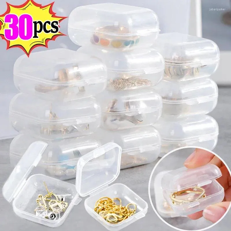 Bijoux Sacheses Flip Portable Mini Clear Plastic Rangement Boîte Conteneur Boucles d'oreilles Small Box Packaging Affichage Affichage