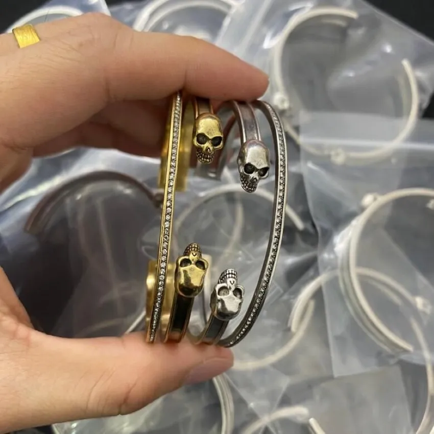 Vintage Bangles Çift Kafatası Matkap Braceles İskelet Erkek Kadınlar Açılış Çift Parti Sokak Bilezik MB1BN4 Hiphop Punk Rock Jewelr313m