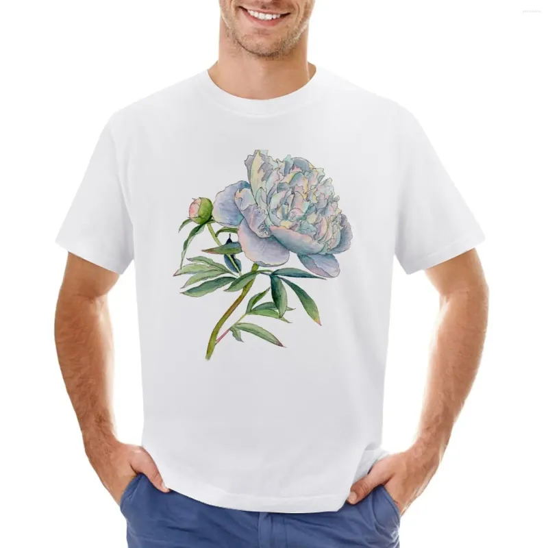 Men's Polos Peony In Watercolor And Ink By Farrahdelle T-Shirt Animal Prinfor Boys Cute Clothes Blacks Mens T Shirt