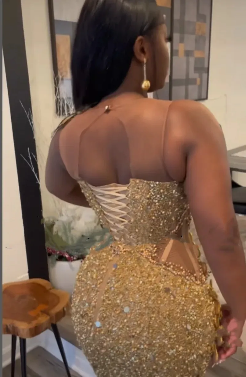 slim fit dress slacks Champagne Gold Mermaid Prom Dresses Side Slit Backless Formal Dresses APD3467 main image 0