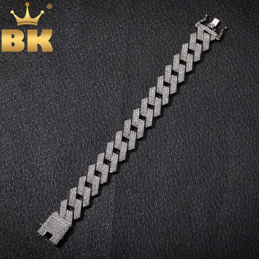 The Bling King 20mm Miami Prong Cuban Link Armband 3 Row Full Iced Out Rhinestones 7Inch 8inch Armband Mens Hiphop Jewelry 21060318f