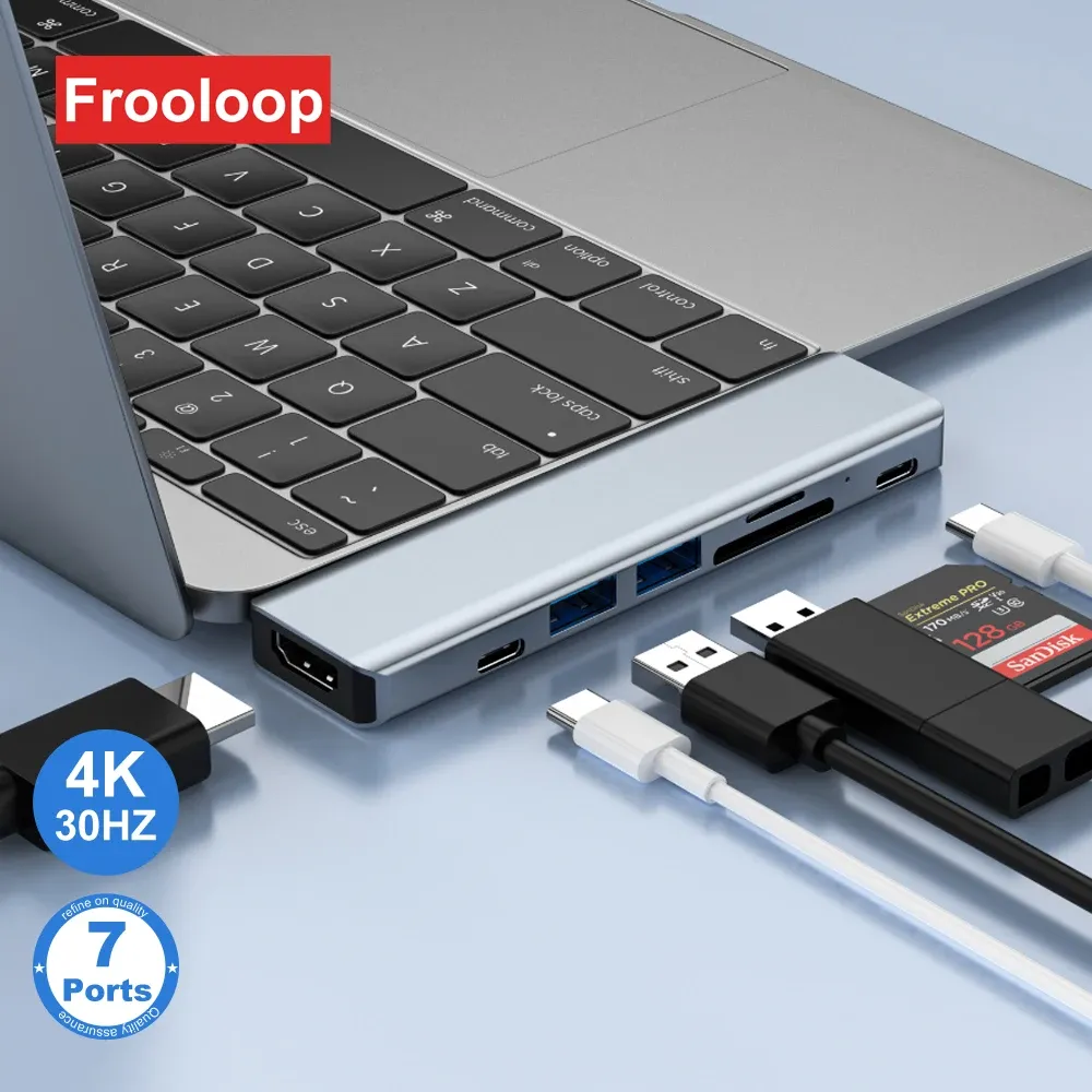 Hubs USB C Hub к док -станции HDMI 4K для MacBook Pro Air Typec 3.1 PD Splitter Thunderbolt 3 TF SD Adapter M1 M2 2022