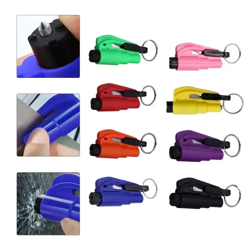Multicolor Car Safety Hammer Spring Type Escape Window Breaker Punch Seat Belt Cutter Keychain Auto Accessories ZZ