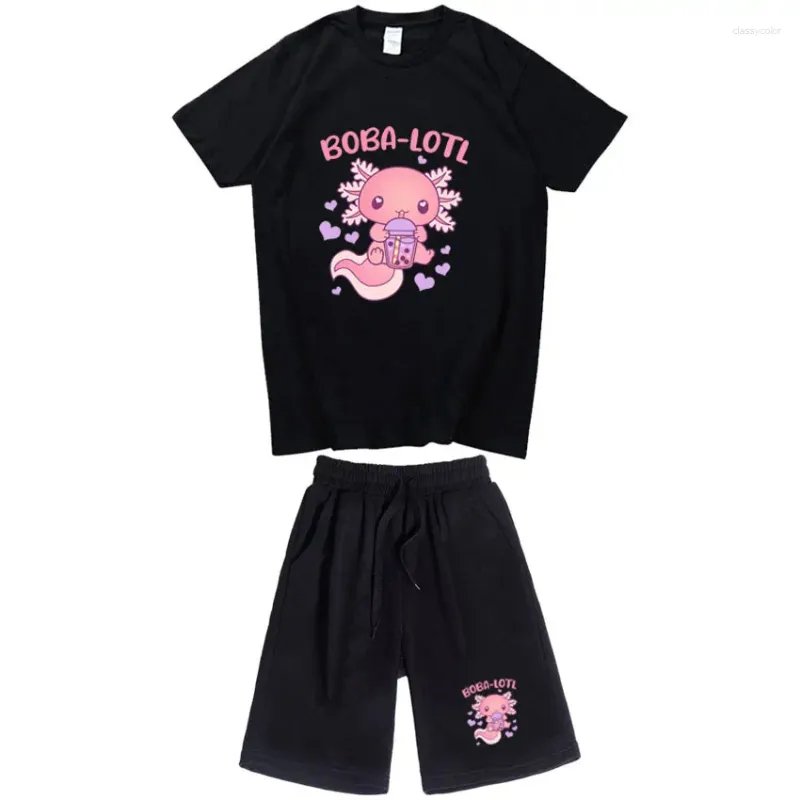 Parcours masculins Lait Axolotl Boba Men Harajuku esthétique graphique unisexe Tshirt décontracté drôle costume à manches courtes