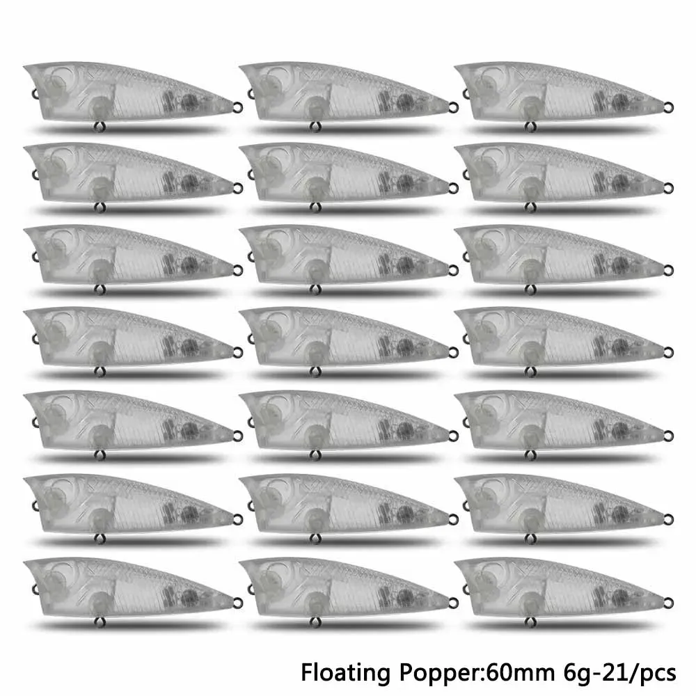 Akcesoria CF Przynęta niepomalowana DIY Pływający popper 60 mm 6G 21pcs Łowódcy Abs Ab