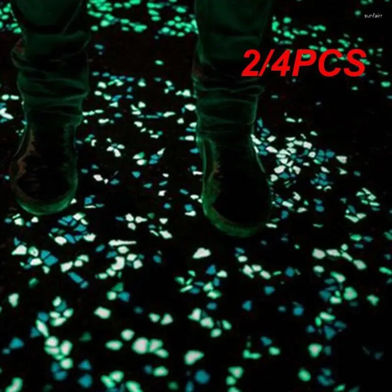 Décorations de jardin 2 / 4pcs Les pierres lumineuses brillent dans les rochers brillants fluorescents sombres