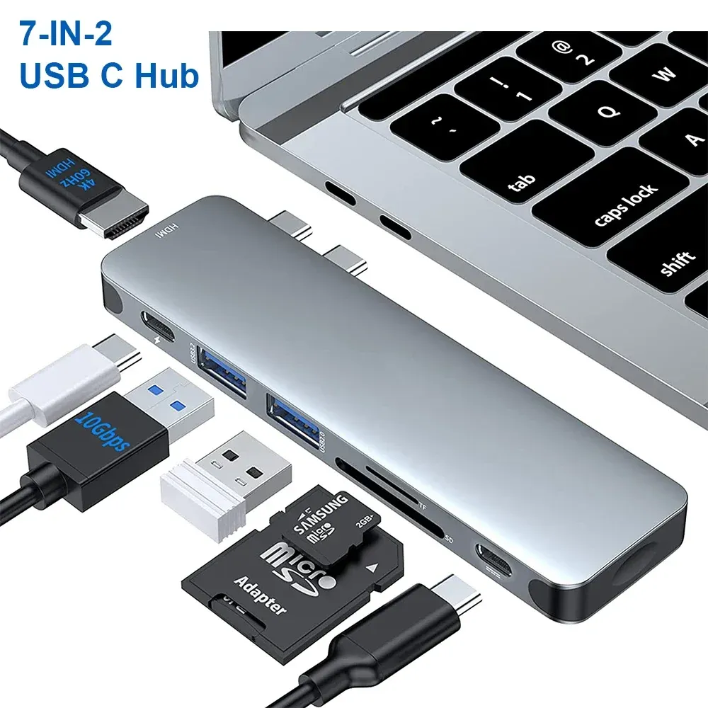 MacBook Pro/Air 20212016 için HUBS USB C HUB Adaptörü USB3.0 TF SD Kart Okuyucu PD 100W Thunderbolt 3 MacBook Pro 13 "15" 16 "