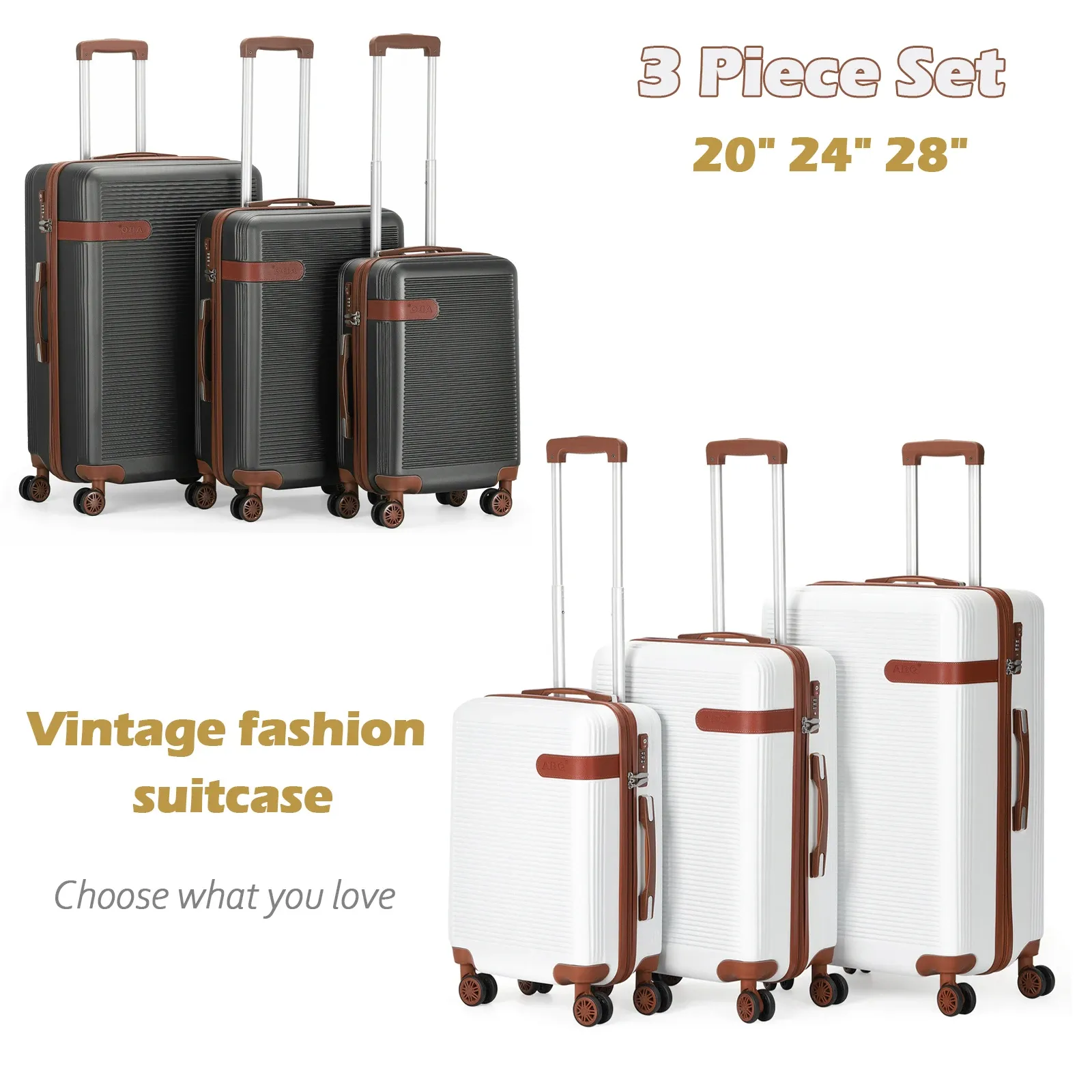 Définit les bagages à bagages avec TSA Lock Portable Buggage Business Travel Buggage (20/24/28 pouces) avec des roues Spinner