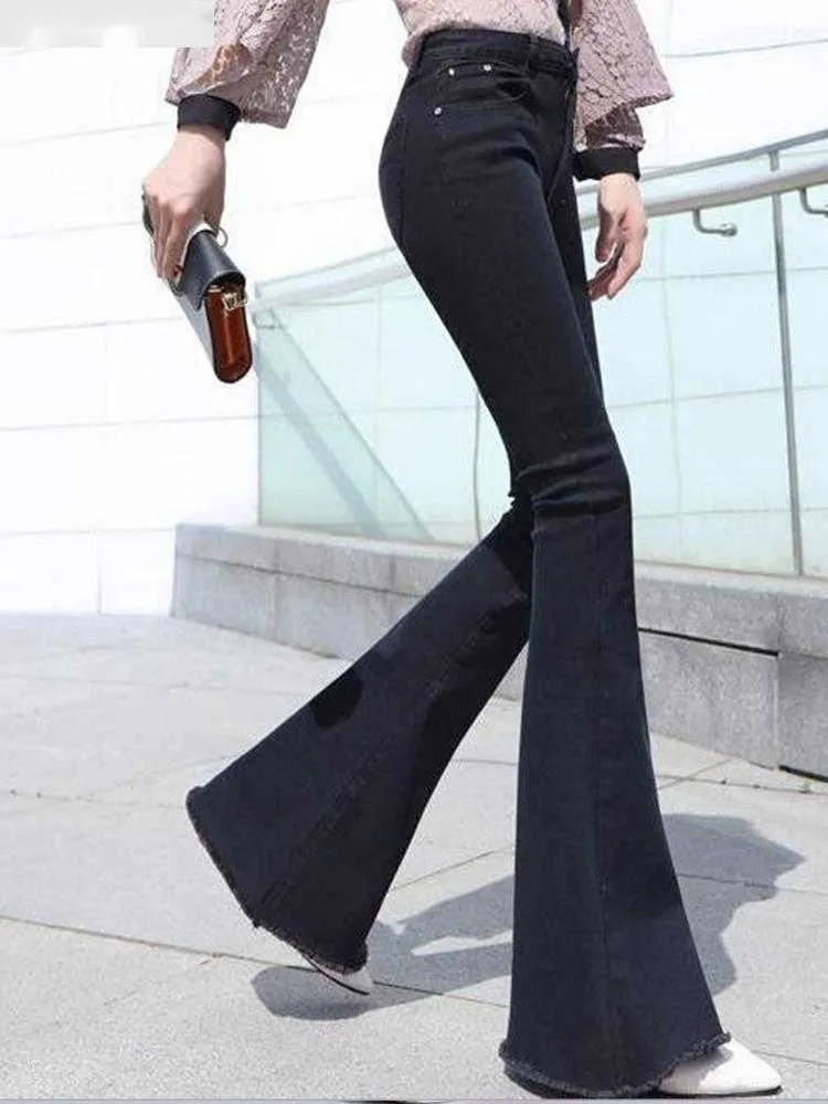 Dżinsowe dżinsy kobiety rozkloszowane talia spodnie dżinsowe spodnie damskie dla kobiet dżinsowe ubrania nieokreślone kobiety spodnie odzież cp y4ek 5p9x