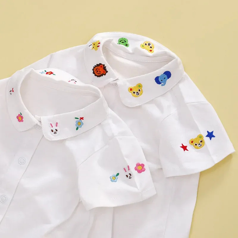 Camisetas camisetas meninos e meninas japoneses Camisetas desenho animado urso rabbit colarinho de manga curta camisa bebê blusas Camisas coreanas tops