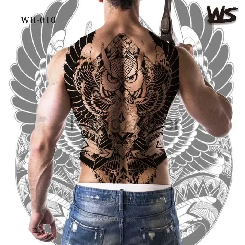 Temporary Tattoos fake tattoo sticker men black full back tattoo lion king dragon temporary tattoo large waterproof body art sexy for boy mens x0724