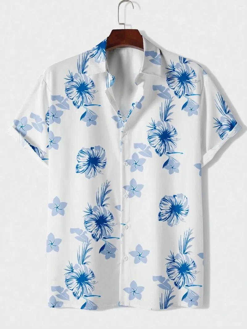 Men's Casual Shirts Lapel Women's Tropical Botanical Floral Print Design Short Sleeve Button Down Tops