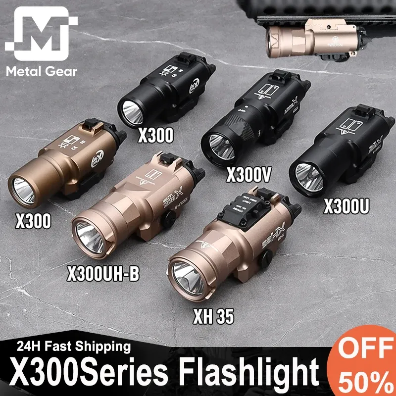 Scopes Wadsn X300 Flashlight Set Strobe X300V Pistol Spotlight X300U XH35 X300UHB White LED Scout Light Hunting Tactical SFDual Switch