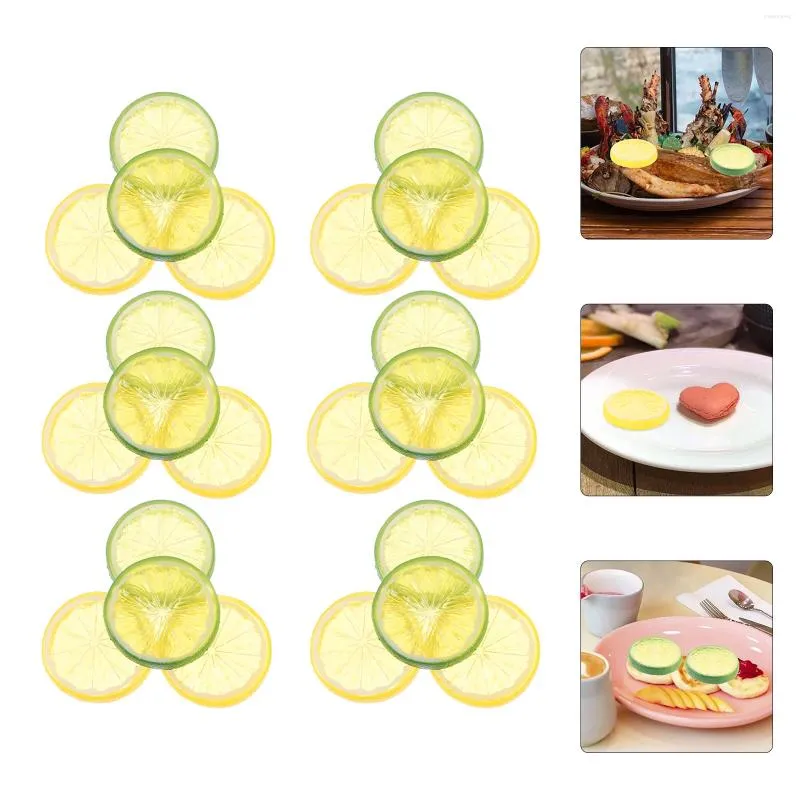 Decorative Flowers 24 Pcs Imitation Slice Fake Slices Simulation Lemons Artificial Model Ornaments Plastic Wedding Decorations Faux