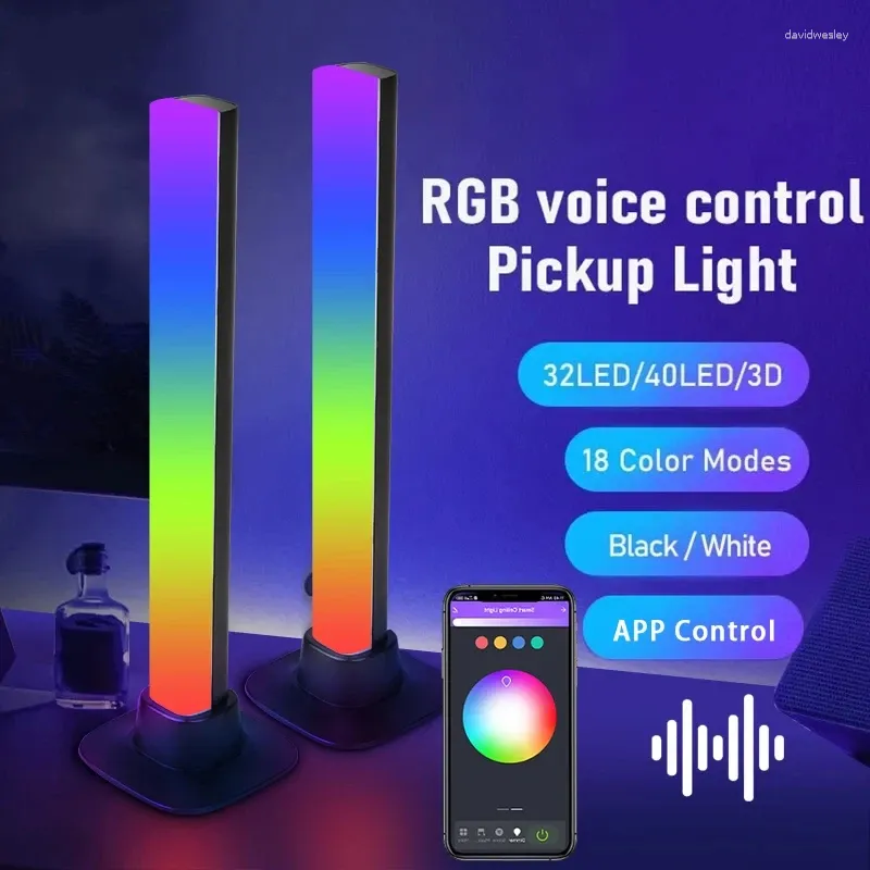 ナイトライトはスマートピックアップライトRGBシンフォニーサウンドコントロール音楽リズムアンビエントランプテレビコンピューティングゲーミングデスクトップ装飾用のアプリを備えています
