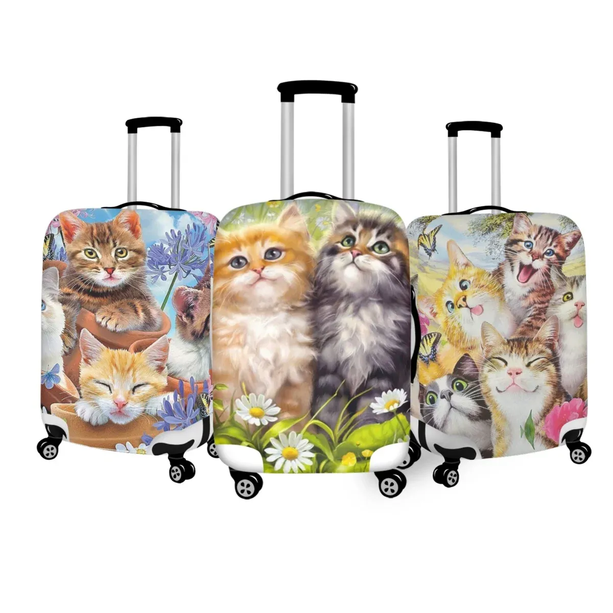 Tillbehör TwoHeartsGirl Funny Cat Print Bagage Cover borttagbar resväska Dammtät täcktur Suppliy Wearresistenta resetillbehör