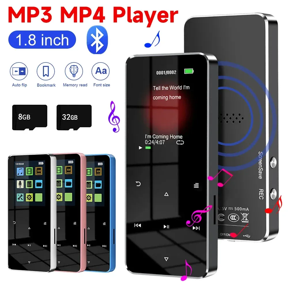 Spieler 1,8 Zoll TFT MP3 Player USB 2.0 3,5 mm Jack Bluetooth Compatible 5.0 Musik Player mit E -Book -Aufnahmegebäude -Lautsprecher