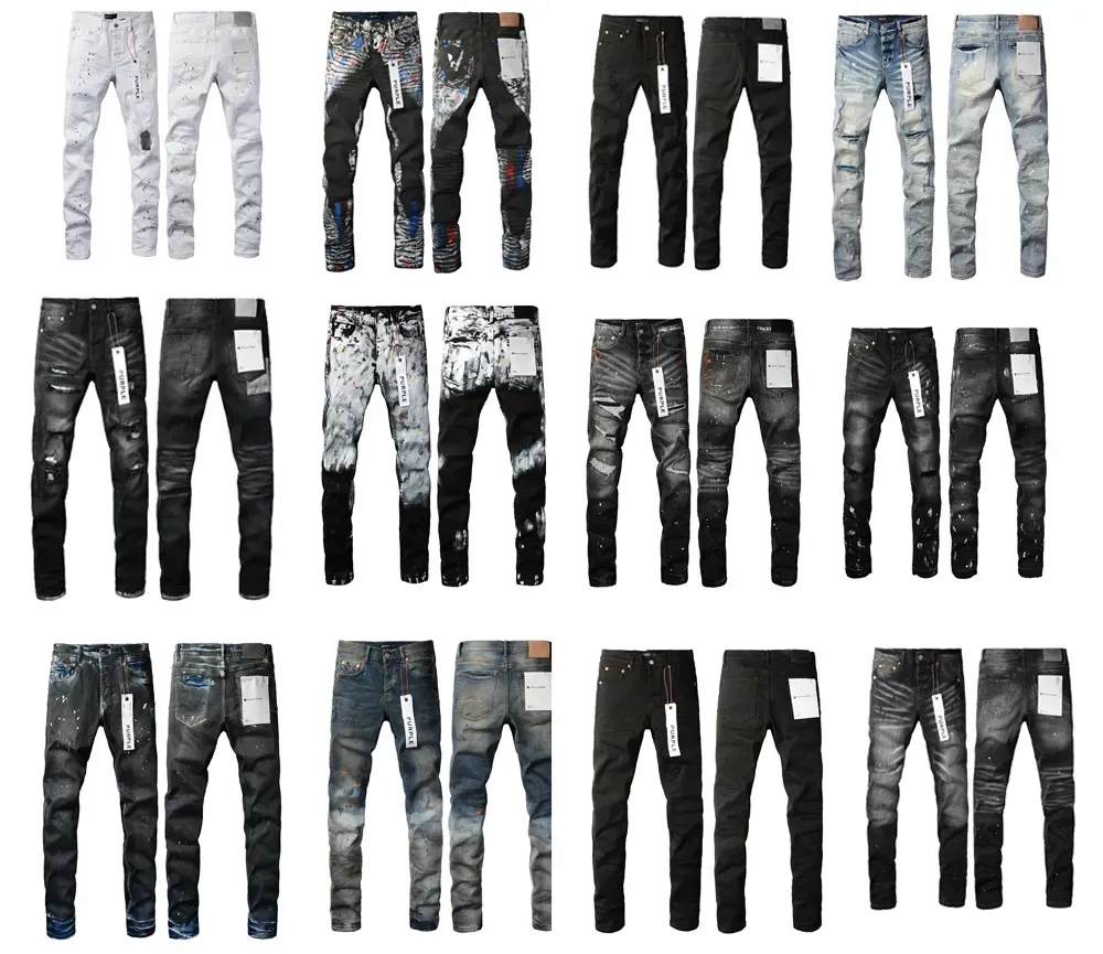 Jeans de marca de gortros roxos de designer de 24Ss para homens calças de calça roxa, buraco de verão bordado de qualidade bordado de jeans jeans de jeans de jeans de jeans de jeans