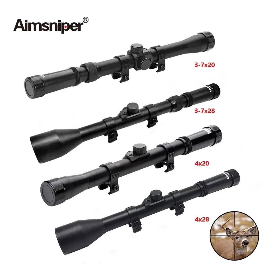 Escopos de caça riflescope 37x20 Visão telescópica 37x28 Reflexo Escifa de rifle mira 4x20 4x28 AirSoft Optics Sight Fit 11mm Rail Gun